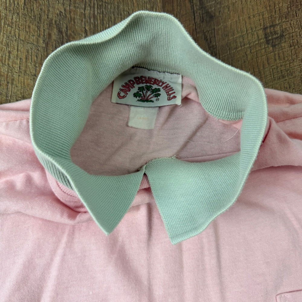 Vintage Camp Beverly Hills Pink Mint 2pc Set Polo Shirt Board Shorts Medium - Picture 3 of 16